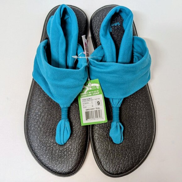 Sanuk Yoga Sling 2 Flip-Flops in Teal/Black - NWT - Picture 1 of 12